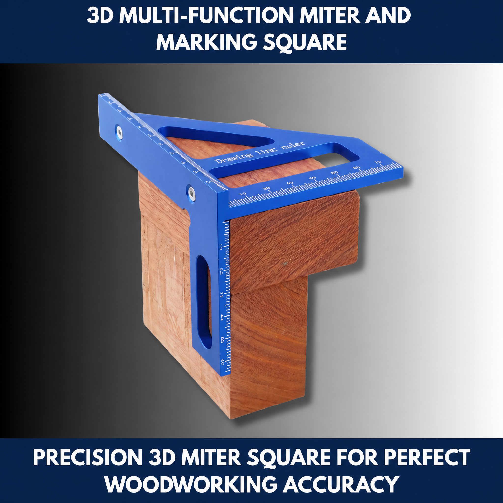 Precision Aluminum Alloy Miter Triangle Ruler – 3D Multifunction Woodworking Square