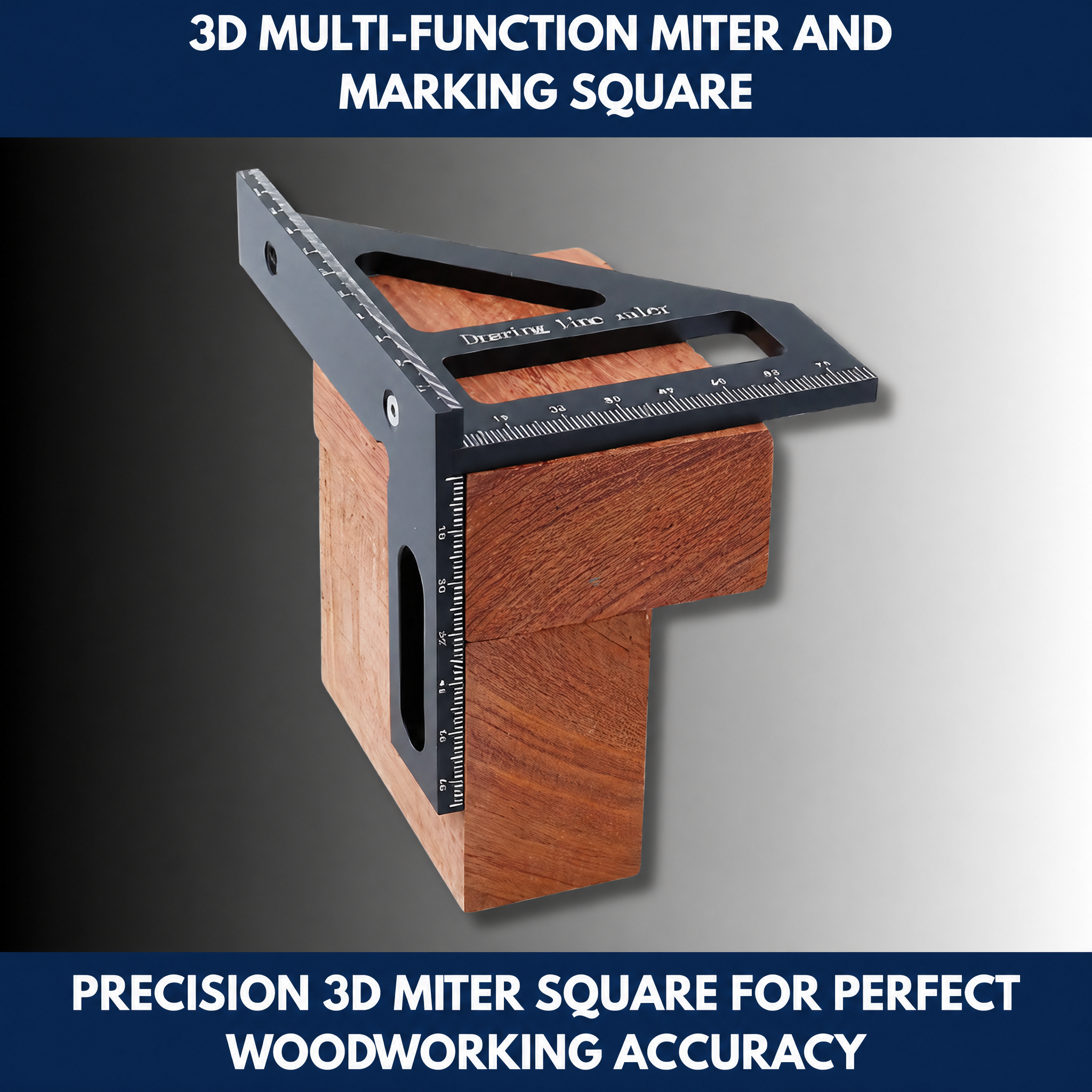 Precision Aluminum Alloy Miter Triangle Ruler – 3D Multifunction Woodworking Square