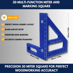 Precision Aluminum Alloy Miter Triangle Ruler – 3D Multifunction Woodworking Square view 2