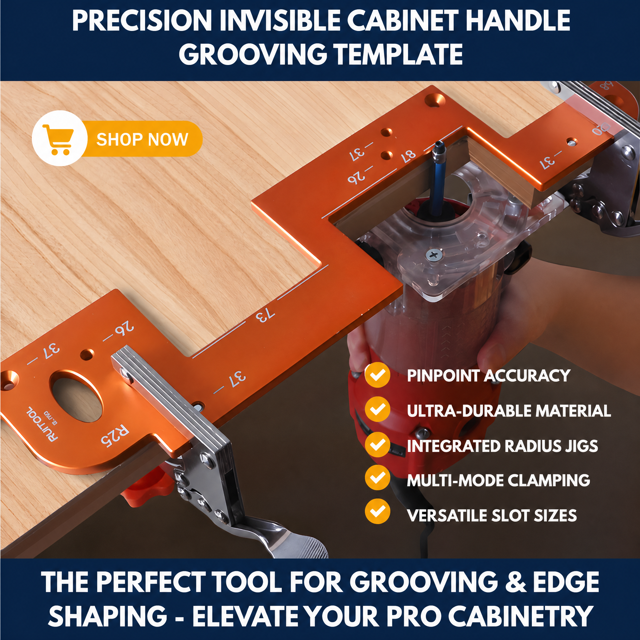 Precision Invisible Cabinet Handle Grooving Template