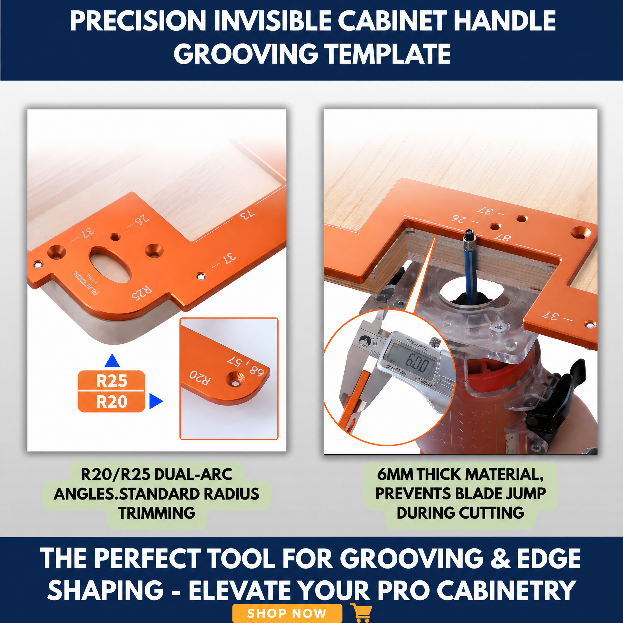 Precision Invisible Cabinet Handle Grooving Template