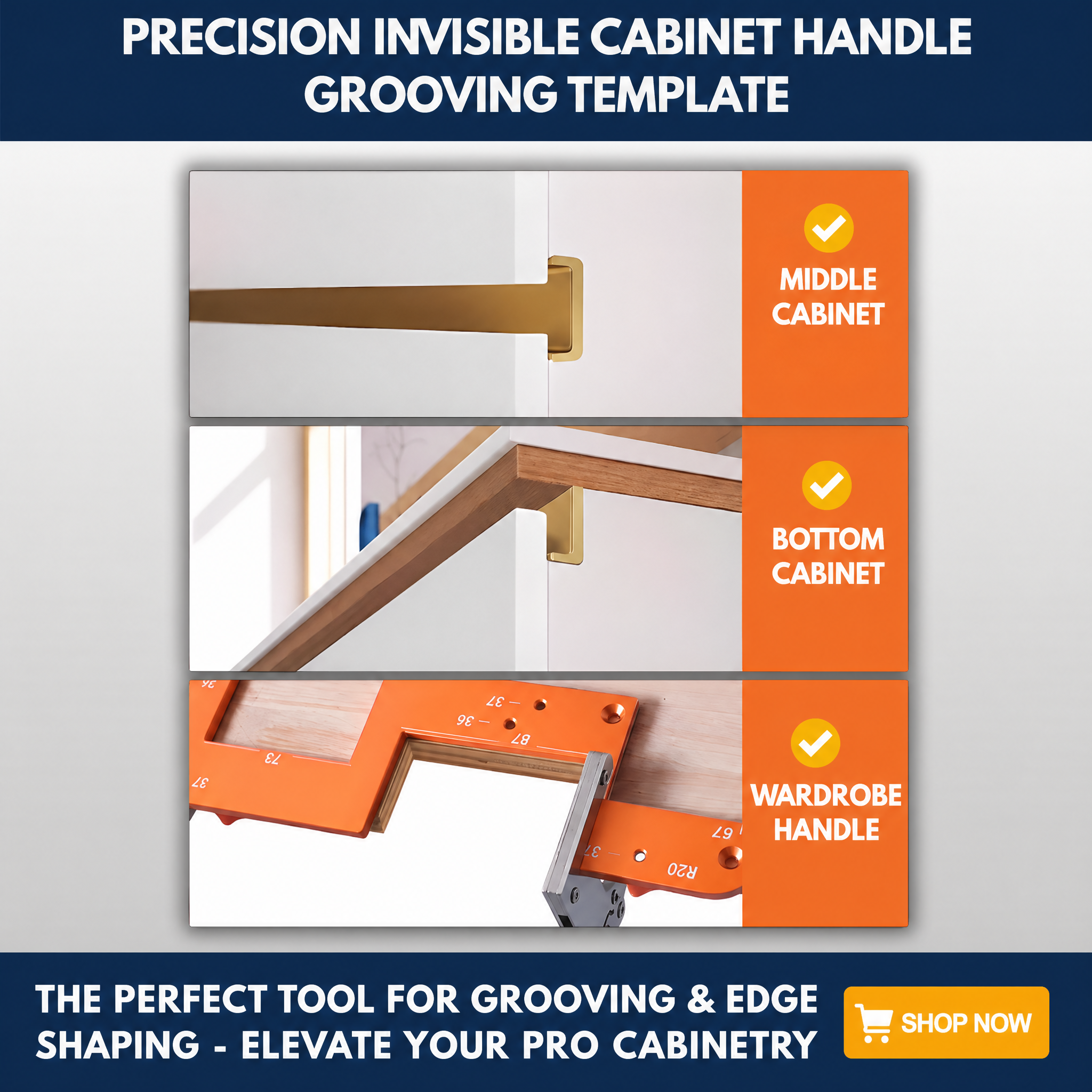 Precision Invisible Cabinet Handle Grooving Template