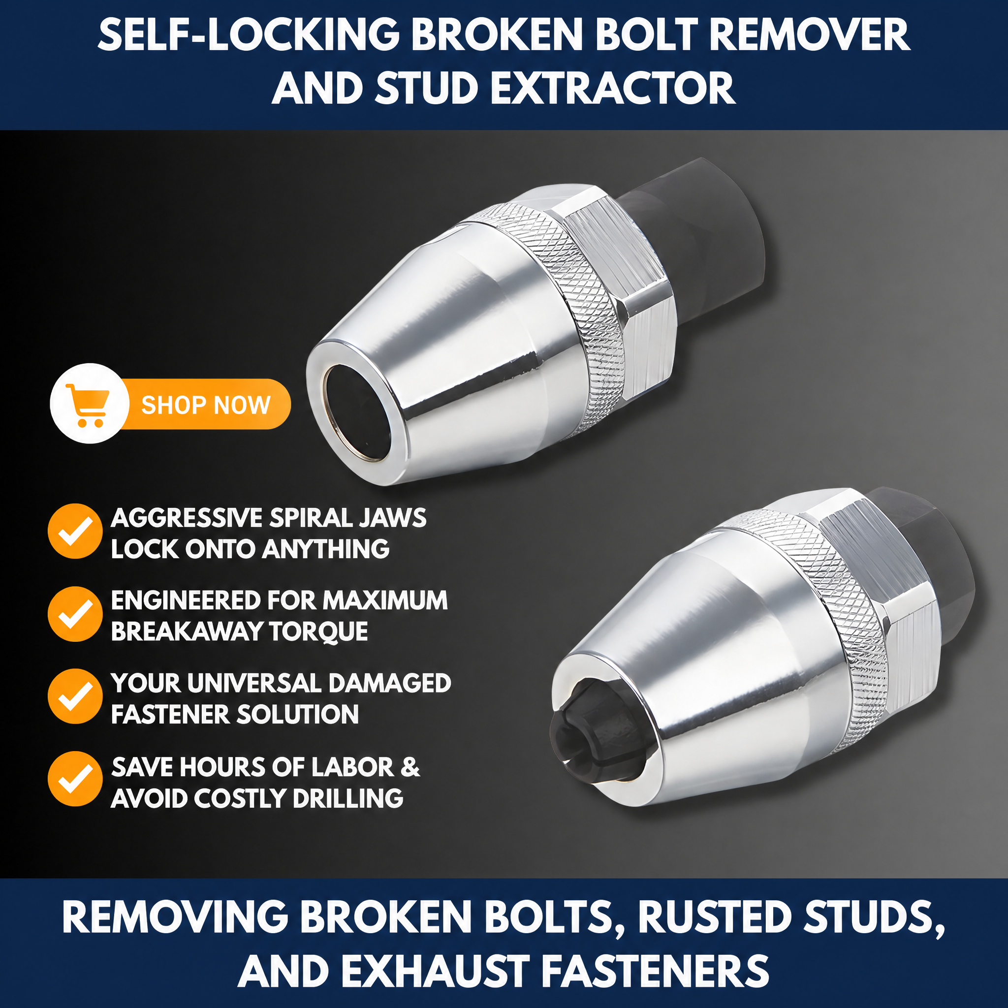 Self-Locking Broken Bolt Remover & Stud Extractor