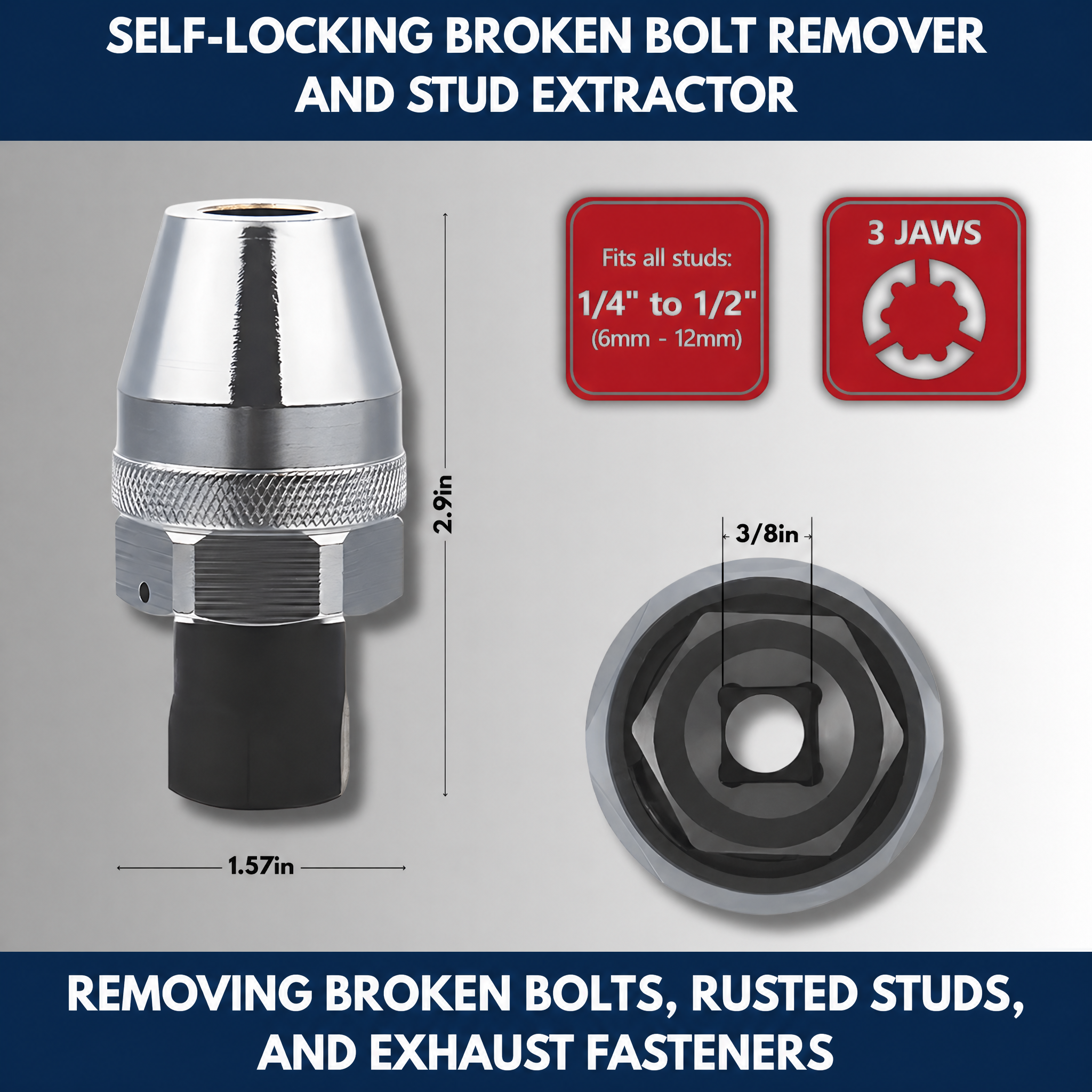 Self-Locking Broken Bolt Remover & Stud Extractor