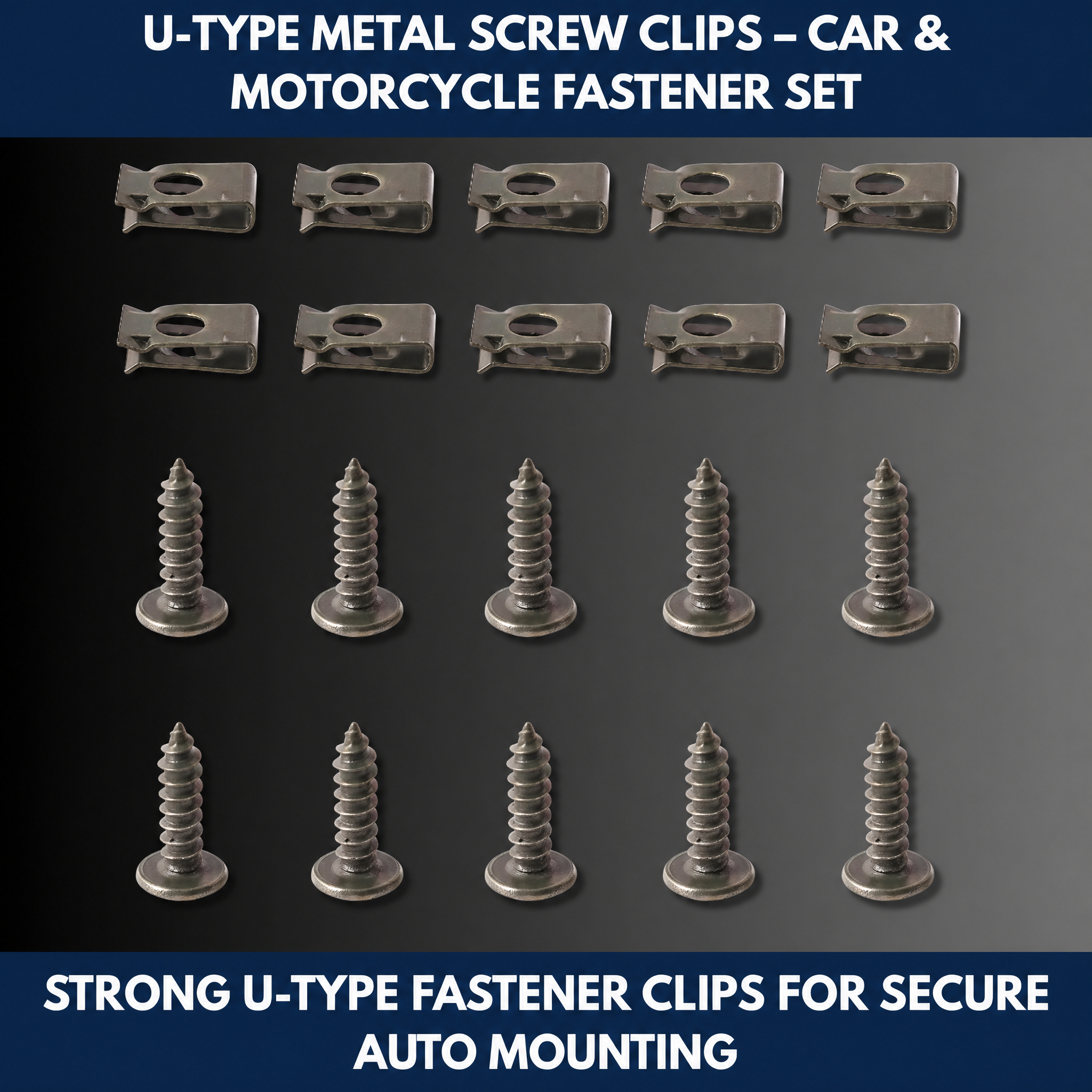 U-Type Metal Screw Clips – Car & Motorcycle Fastener Set