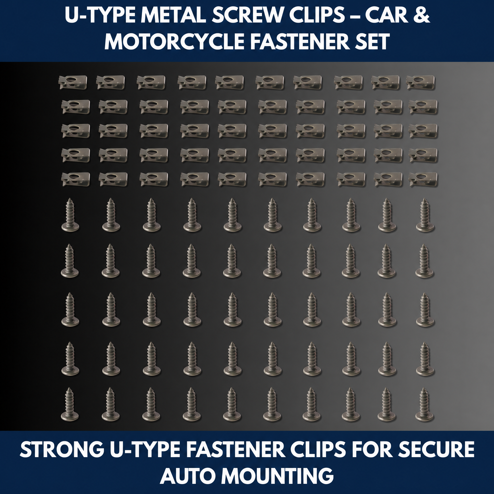 U-Type Metal Screw Clips – Car & Motorcycle Fastener Set