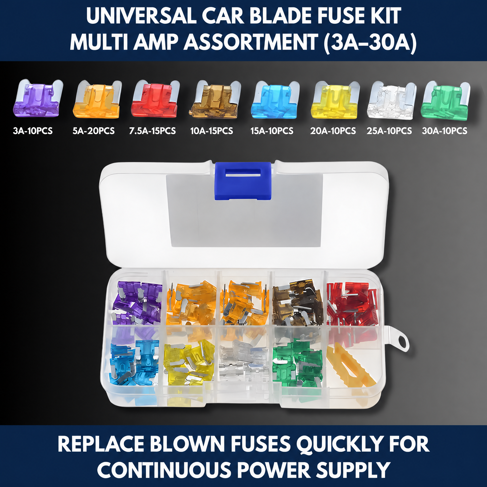 Universal Car Blade Fuse Kit – Multi Amp Assortment (2A–35A)