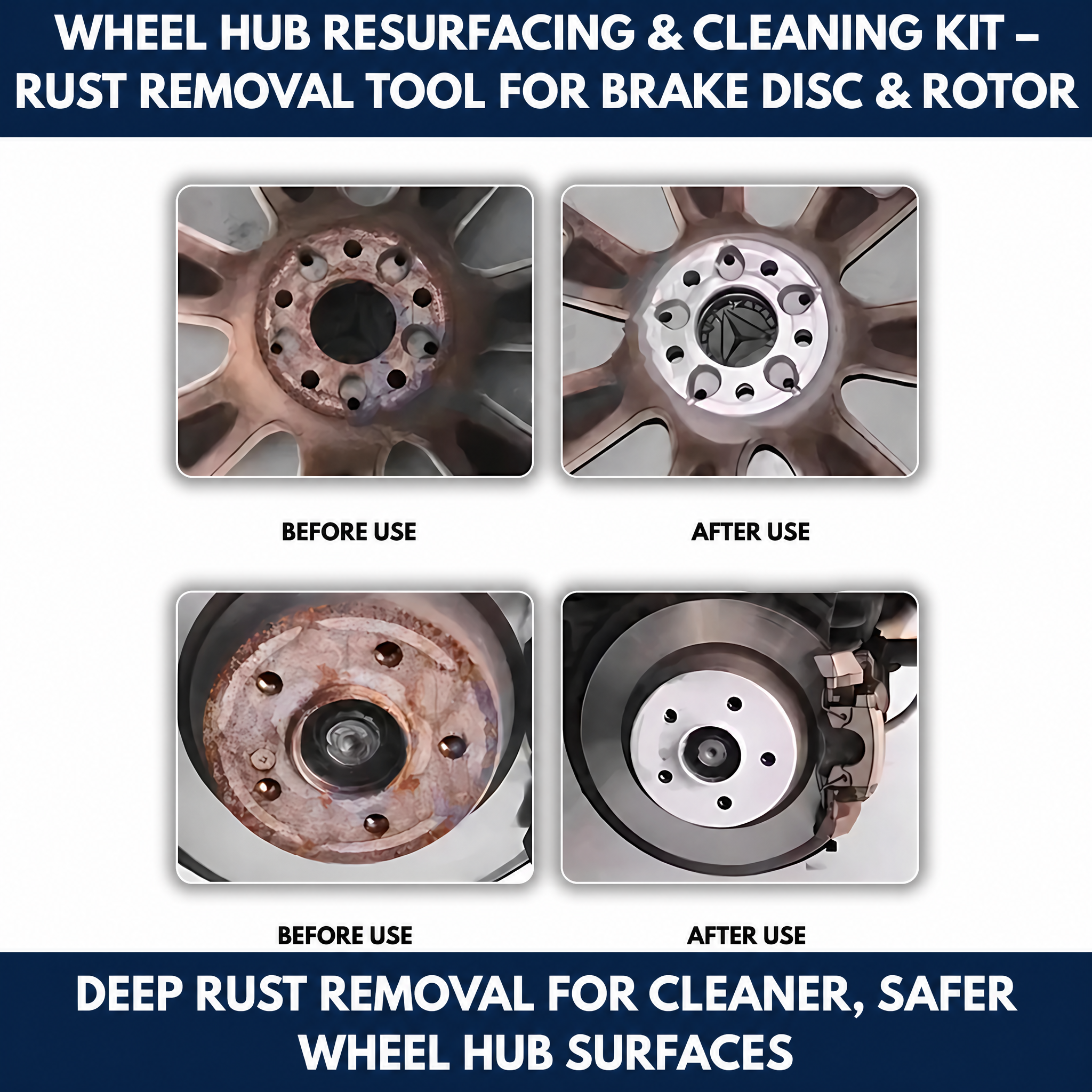 Wheel Hub Resurfacing & Cleaning Kit – Rust Removal Tool for Brake Disc & Rotor